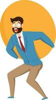 Charming bearded businessman tired. Man is depressed and tired from work. vector