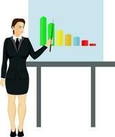 Business woman giving presentation for Business down fall concept. vector