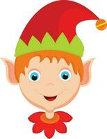 Cute Christmas elf cartoon face. vector