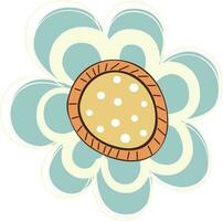 Blue color flower icon in flat style. vector