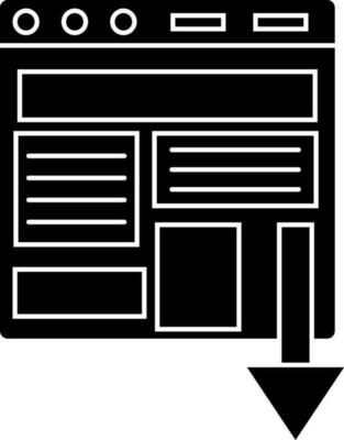 Black and White landing page icon in flat style.