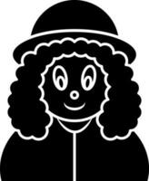 Character of clown icon in Black and White color. vector