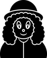 Character of clown icon in Black and White color. vector