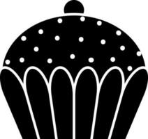 Flat style cupcake in black color. vector