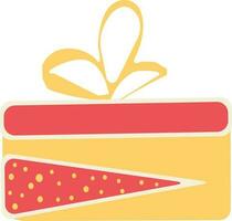 Red and yellow gift box with bow ribbon. vector