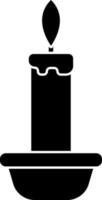 Black and White candle icon or symbol. vector