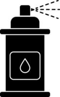 Glyph spray bottle icon in Black and White color. vector