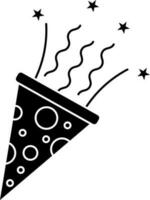 Black and White party popper icon or symbol. vector