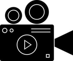 negro y blanco vídeo cámara icono en plano estilo. vector