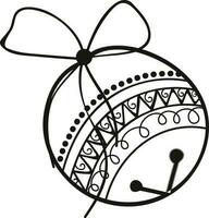 Black floral design decorated jingle bell. vector