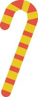 Yellow and red icon of Candy stick in flat style. vector