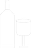 Line art icon of Bottle and glass for Food and Drink concept. vector