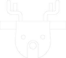 Thin line icon of Reindeer face in flat style. vector