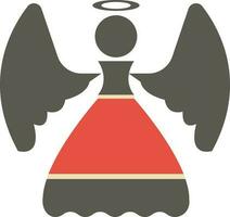 Angel icon with Halo sign in gray and red color. vector
