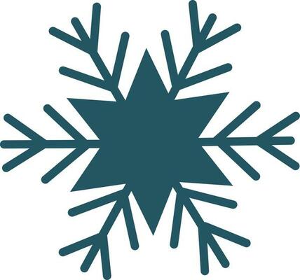 Illustration of blue snowflake on white background.