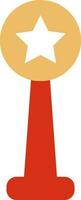 Isolated red and yellow icon of Trophy with star. vector