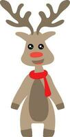Character of reindeer wearing scarf. vector