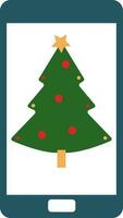 Christmas tree design in smart phone. vector