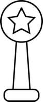 Isolated line art icon of Trophy with star. vector