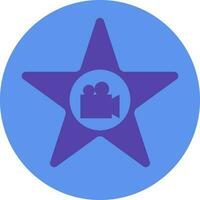 Icon of camera inside star with circular background. vector