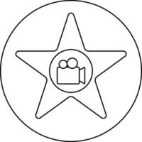 Icon of camera inside star with circular background. vector