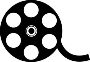 Black style of tape reel film icon for cinema concept. vector