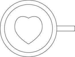 Cup top view icon in black line art illustration. vector