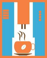 Coffee machine with cup in flat style. vector