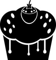 Illustration of cherry cupcake icon in Black and White color. vector