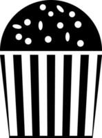 Glyph icon or symbol of cupcake in Black and White color. vector