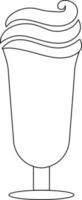 Decorated cocktail glass in black line art illustration. vector