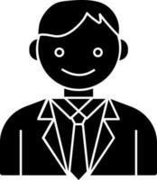 Black and White illustration banker icon in flat style. vector