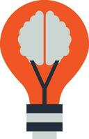 Icon of bulb inside brain in illustration. vector