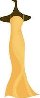 largo amarillo color vestido ilustración en percha. vector