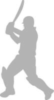 Cricket player silhouette in shot playing pose. vector