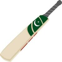 Cricket bat view with pakistani flag emblem. vector