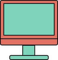 Icon of desktop in green and orange color. vector