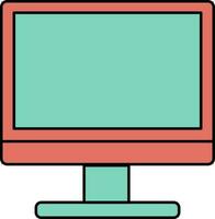 Icon of desktop in green and orange color. vector