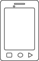 Illustration of smartphone in black line art. vector