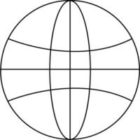 Earth globe in black line art. vector