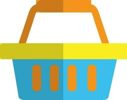 Blue and orange shopping basket in flat style. vector