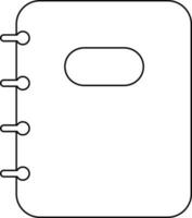 Blank diary in black line art. vector