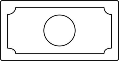 Black line art money cash on white background. vector