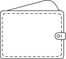 Black line art wallet in flat style. vector