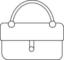 Black line art handbag on white background. vector