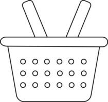 Black line art stylish shopping basket. vector