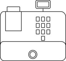 Cash register in black line art. vector