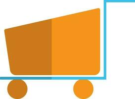 Orange and blue shopping cart on white background. vector