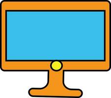 Orange and blue computer on white background. vector