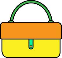 bolso en naranja y amarillo, verde color. vector